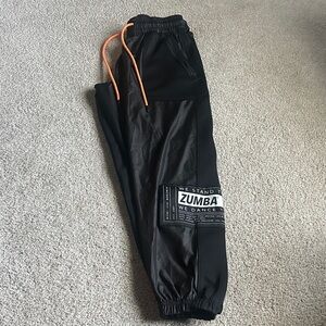 Zumba Fitness Black Joggers with Orange Accents